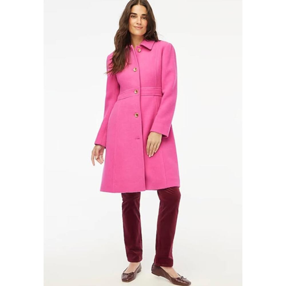 J. Crew Wool-Blend Lady Day Mid-Length Trench Coat Pink 10 NWT - Picture 3 of 11